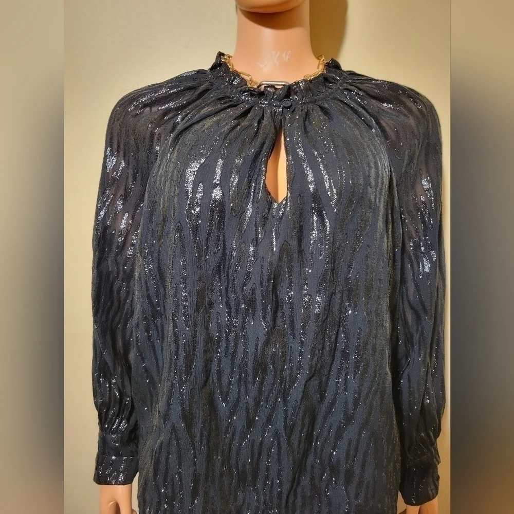 Rebecca Taylor Safari silk - blend blouse in black size 10.